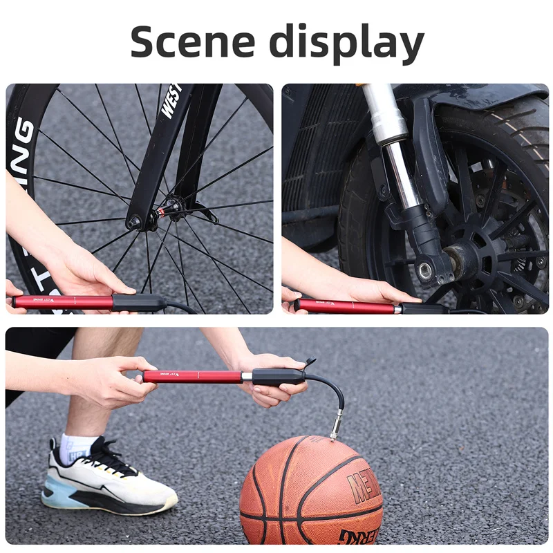 WEST BIKING Hand Mini Bicycle Pump Tire Air Inflator Schrader Presta Valve Ball Needle Hose MTB Accessories Portable Bike Pump