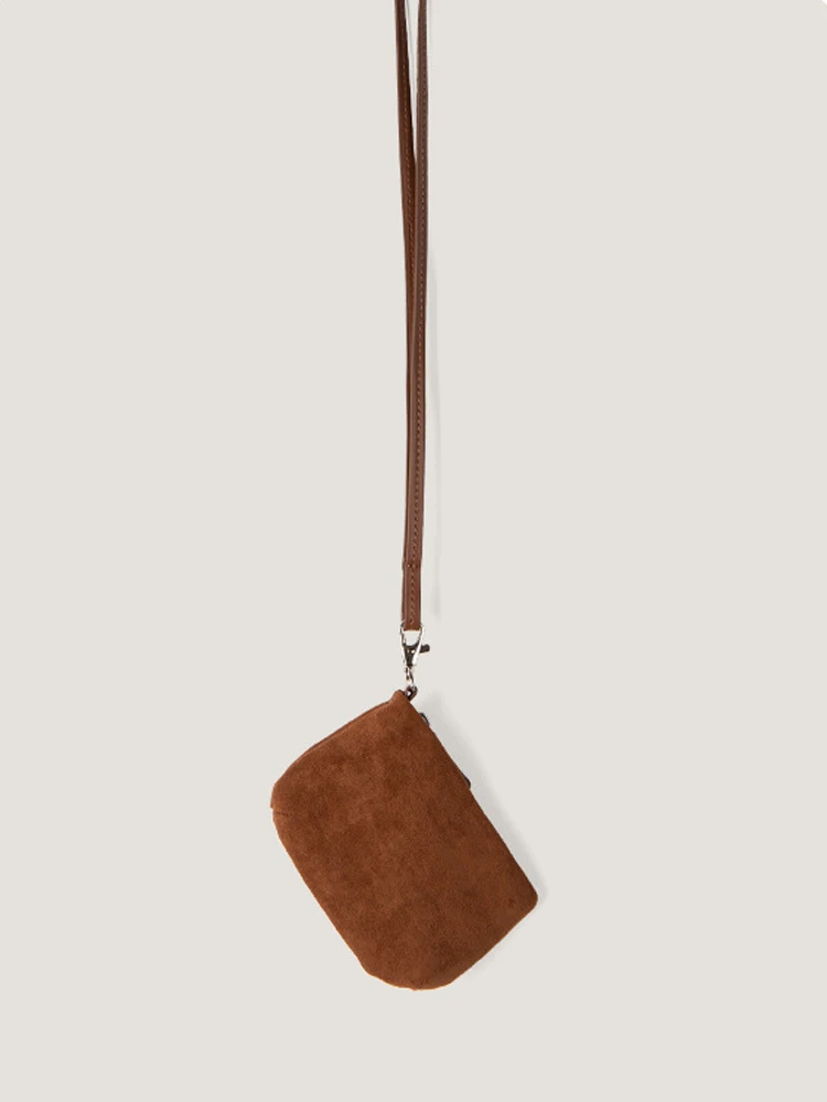

Vintage Faux Suede Cion Purse Autumn Winter Cute Delicate Mini Lipstick Earphone Bag Lady Solid Color Crossbody Bags