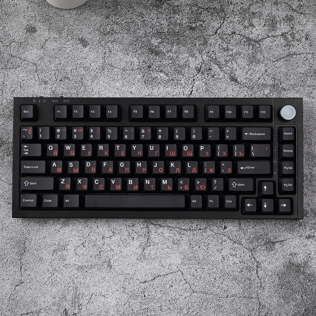 

Black Red Sun Russian PBT Sublimation Original Factory 68 980 75 87 Customized Keycaps