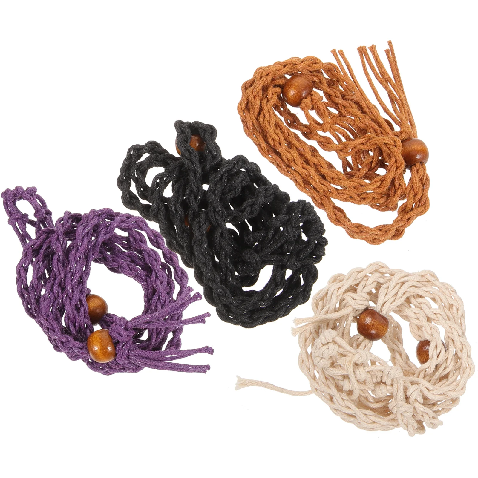 

4Pcs Adjustable Retro Braided Necklace Stone Holder DIY Jewelry Supplies Necklace Cord Stone Holder Hanging Ornament