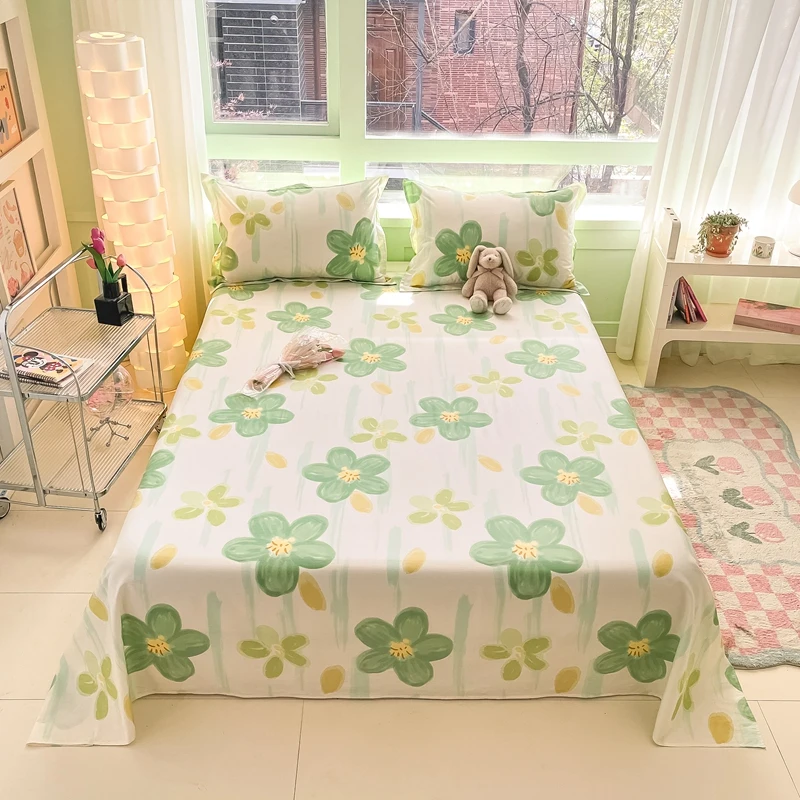 

Cotton Garden Botanical Floral Flat Sheet, Vintage Romantic Wildflowers Pattern, Soft Comfortable Top Sheet Decorative Bedding