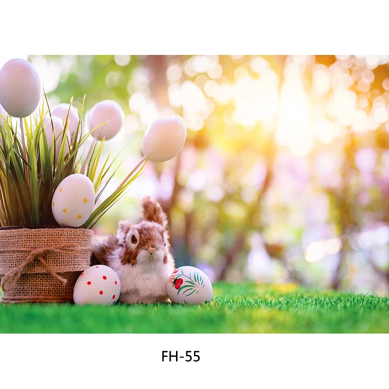 SHUOZHIKE Art Fabric Easter day Photography Backdrop Props Rabbit Flowers Eggs Wood Board Photo Studio Background 210318HJ-02