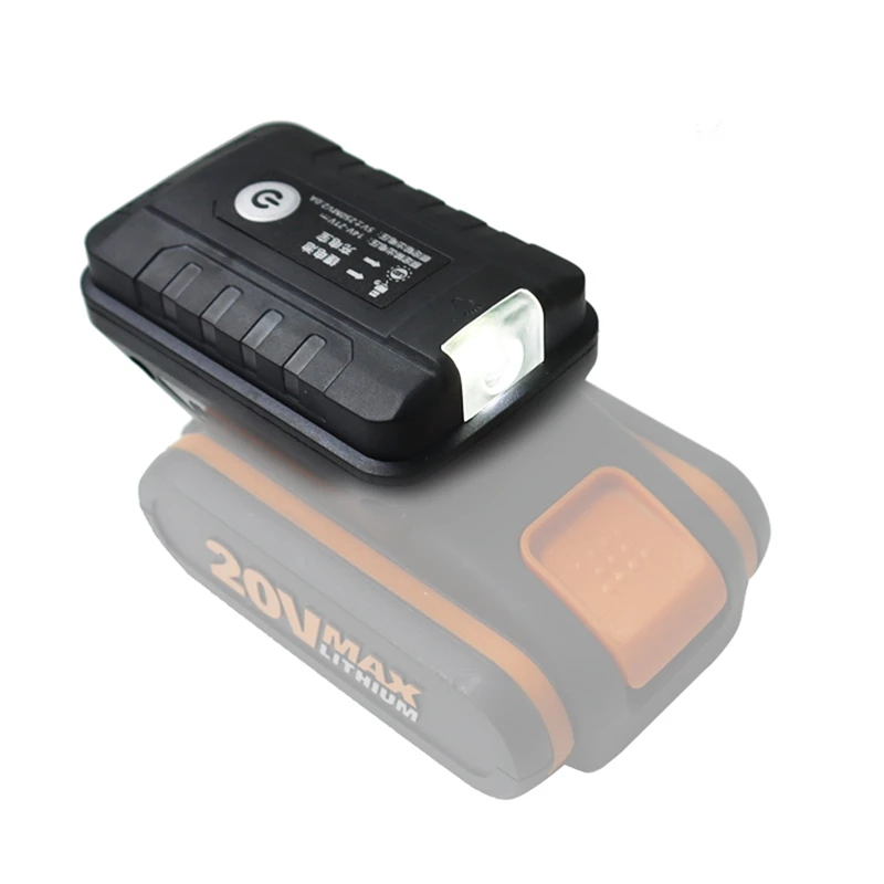 Imagem -05 - Lanterna Tocha Adaptador Lâmpada Luz Usb Carregador de Celular para Worx Laranja Pin Socket 20v Li-ion Battery Power Bank Power Bank