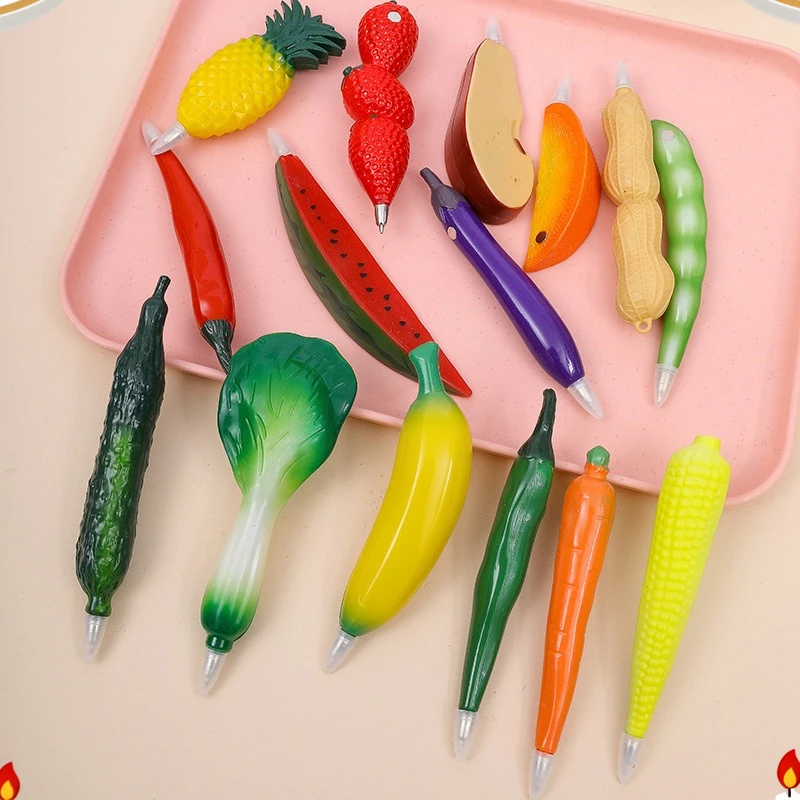 12 Pcs Simulation Fruits and Vegetables With magnet 0.7 Ballpoint Pen Cartoon Cute School School Prizes Gifts Stationery