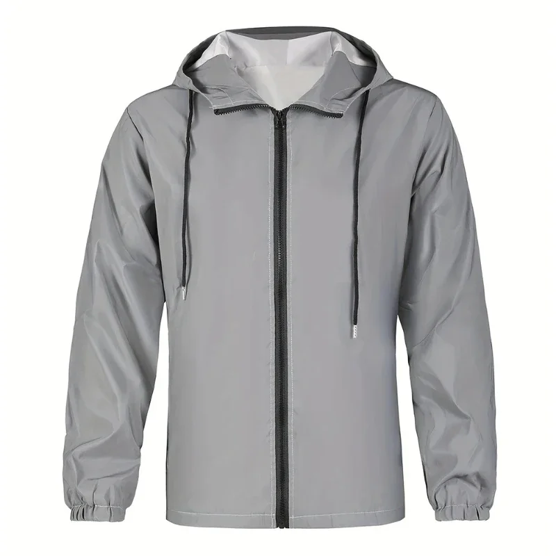 AliExpress NONE Men's Loose New Style Reflective Hooded Jacket Night Cycling Running Sports Outdoor Windproof Fashion Hip-hop Streetwear Coats