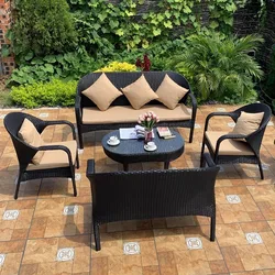 Outdoor tables and chairs Garden Balcony chairs Imitation rattan chairs Sofa three-five-piece combination Terrace Outdoor tables