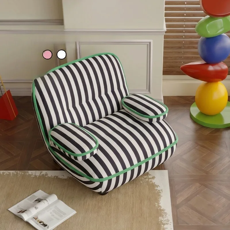 

Single sofa chair Girl dopamine wind small apartment striped fabric leisure chair