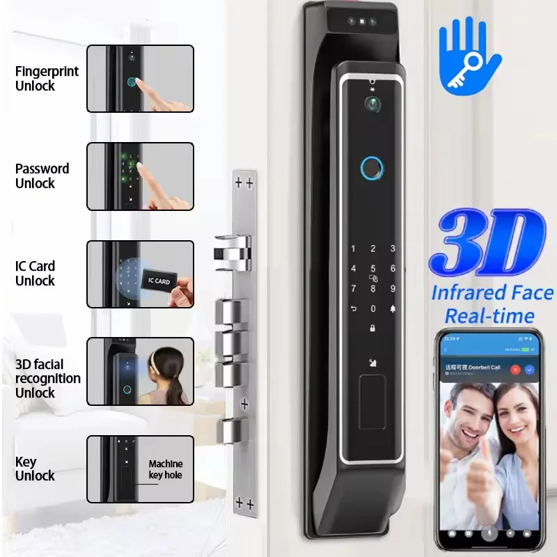 Tuya Electric Door Lock Smart 3D Face Recognition Doorbell Smart Lock With Camera Wifi And Fingerprint