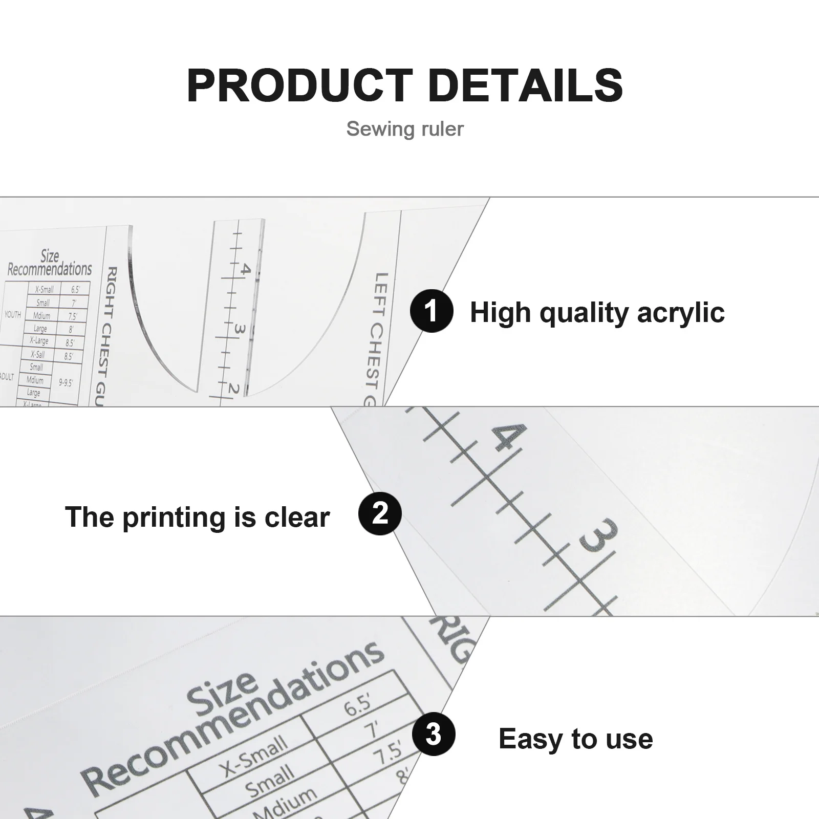 مسطرة محاذاة القميص من الأكريليك الشفاف للتمركز الدقيق في ملحقات خياطة الفينيل لطباعة الشاشة