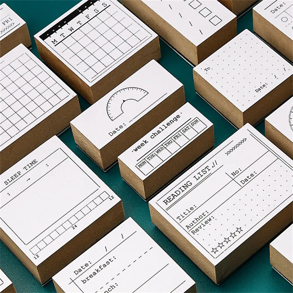 DIY Decoratie Houten Journal Stempels Set Maandelijks Schema Basisfunctie Dagelijks Plan Briefpapier Scrapbooking Takenlijst