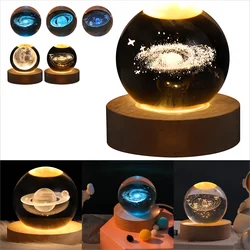 Crystal Ball Night Astronomy Night Lamp Creative 3D Glowing Planetary Galaxy Astronaut Ball Rechargeable Lamp Tabletop Decor