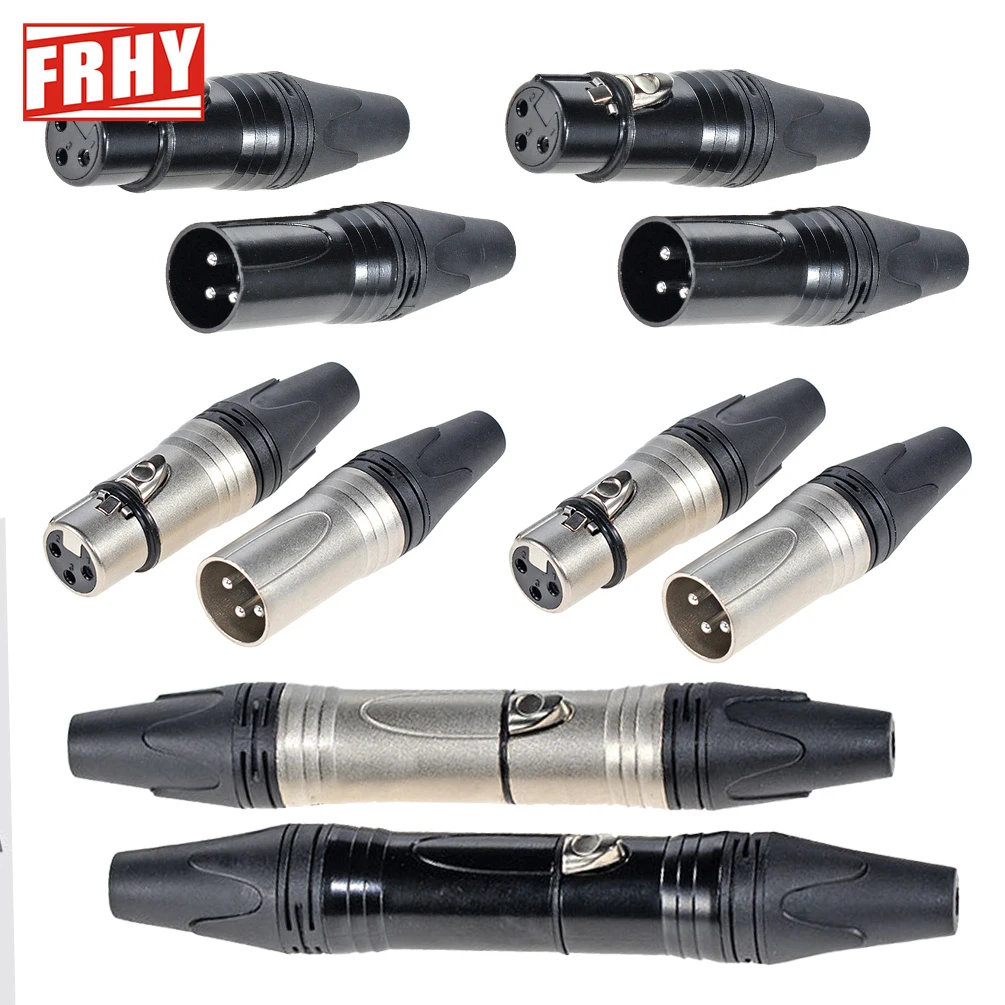 10 Stück Pro 3-Pin XLR-Stecker-Set: 5 Stecker + 5 Buchsen-Adapter für Mikrofon- und Audiokabel