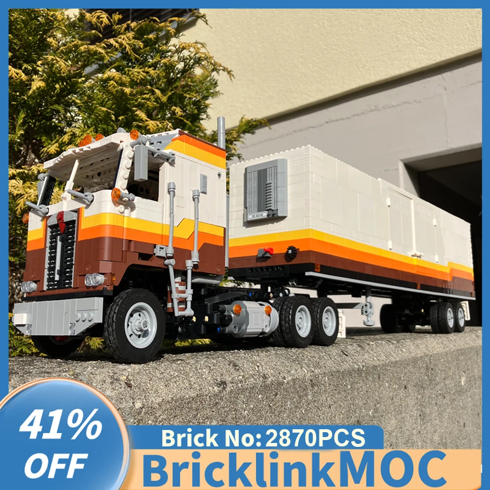 MOC RC Kenworth K100 Aerodyne Engineering Container Tractor and DRY-VAN Trailer for Semi Trucks creativeToy Gift technologyBlock