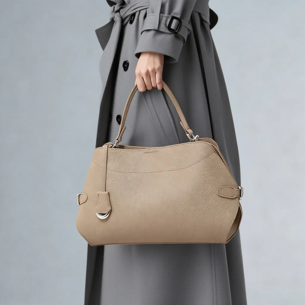 

Genuine Leather Cowhide Women's Tote Bag with Design Sense - Crossbody, Single-Shoulder, Storage Bag & Wallet