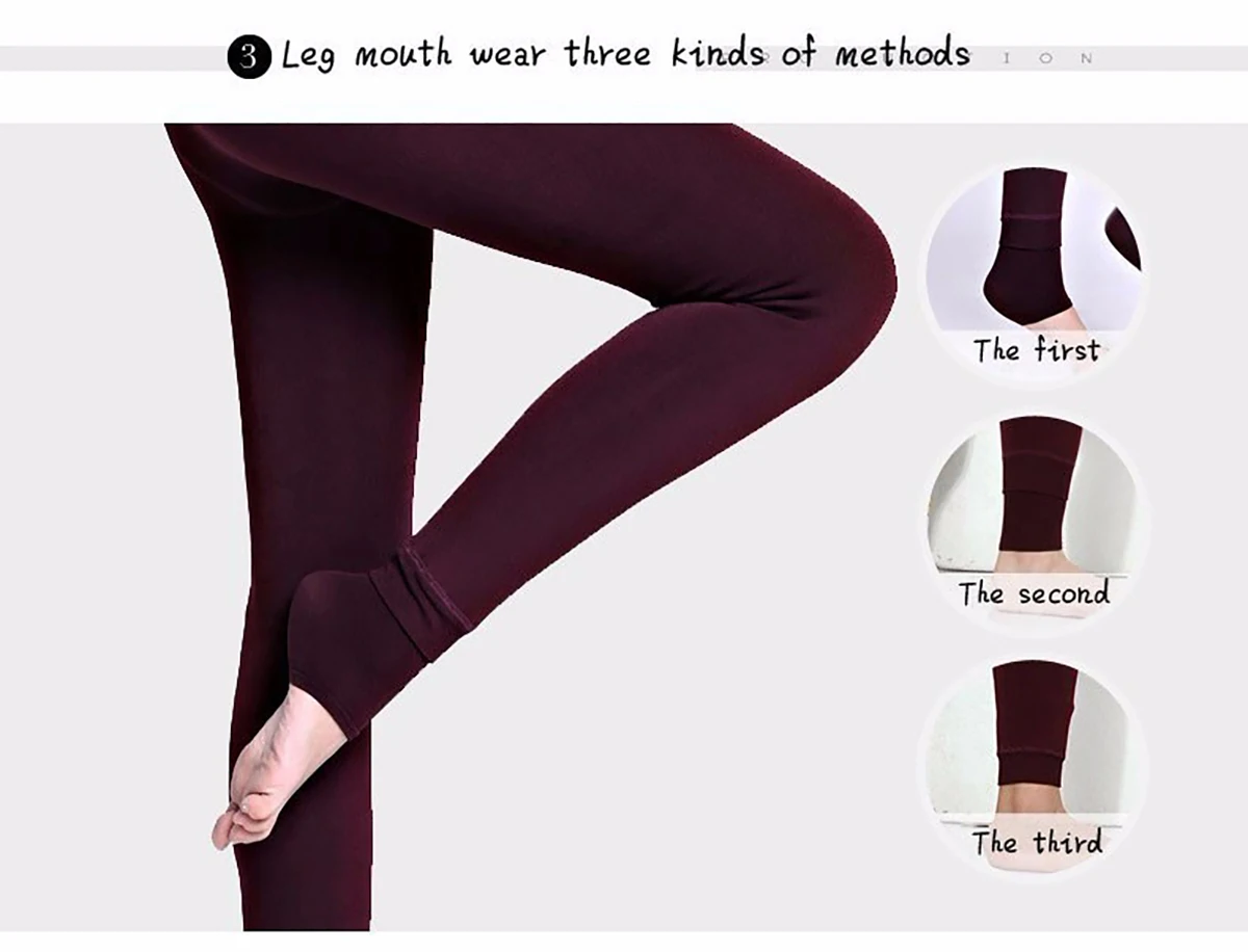 Frauen Herbst Winter Leggings Plus Samt Frauen Leggings Hohe Taille Dicke Samt Hosen Dehnbare Große Größe Warme Leggings 8 Farben – Detail 12
