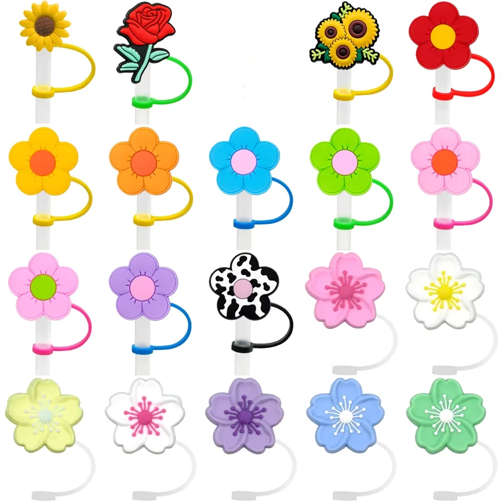 

1/20PCS Silicone Straw Topper Flower Accessories,8mm Creative Rose Straw Cover Cap for Girls,Splashproof Dustproof Straw Plug
