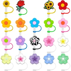 1/20PCS Silicone Straw Topper Flower Accessories,8mm Creative Rose Straw Cover Cap for Girls,Splashproof Dustproof Straw Plug
