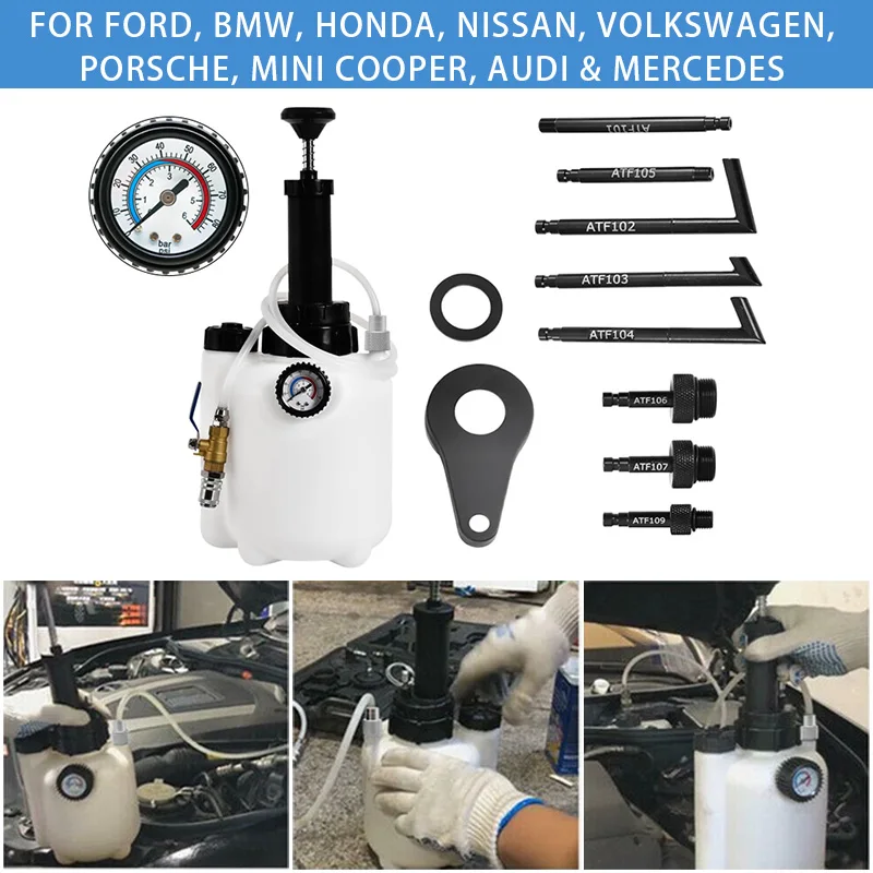 Manual Transmission Oil Filling System Hand Pump OR Pneumatic Automatic Gearbox Oil Fluid Hand Pump 3L Tool with Adapters