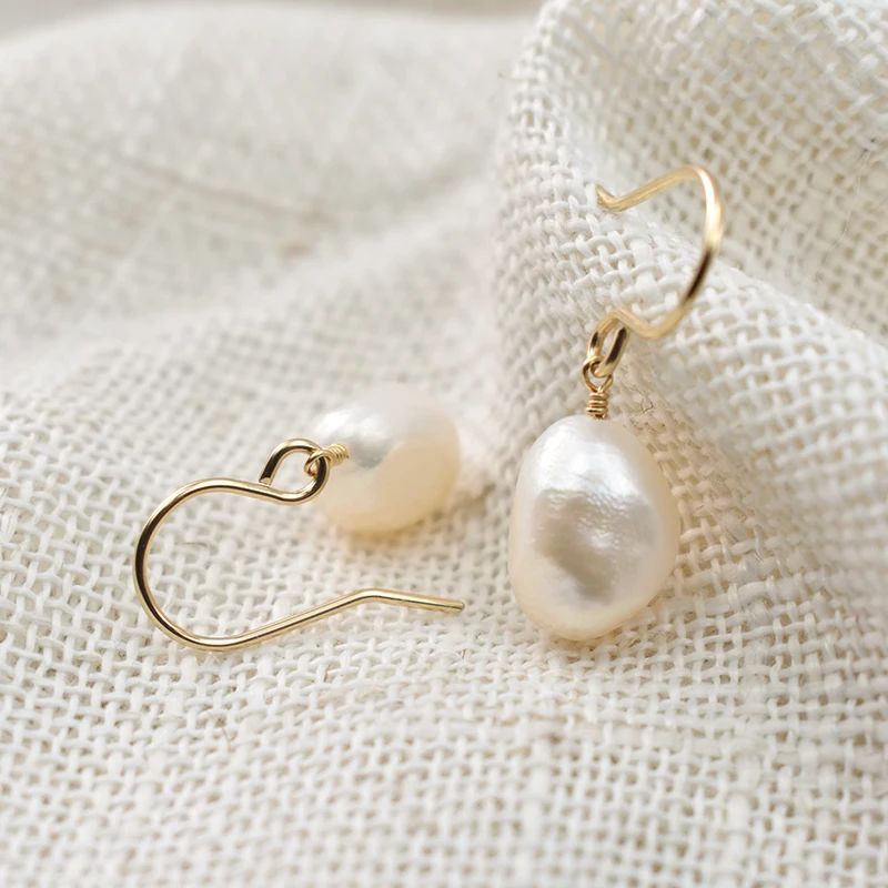 Natural Baroque Pearl Earrings 14K Gold Filled Drop Earrings Handmade Fine Jewelry Boho Oorbellen Brinco Vintage Women Earrings