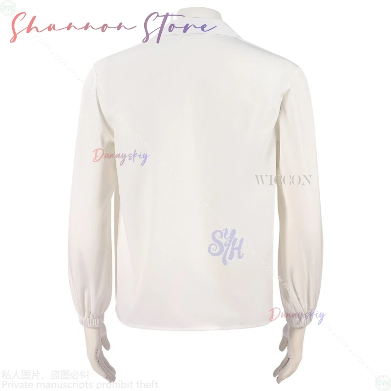 الرومانسية تأثيري Kpop شيطان ساجا بنين أنيمي كوسبرين أيدول فضفاضة تناسب الأبيض بأكمام طويلة الخامس الرقبة قميص القلب قلادة حفلة الهالوين #4