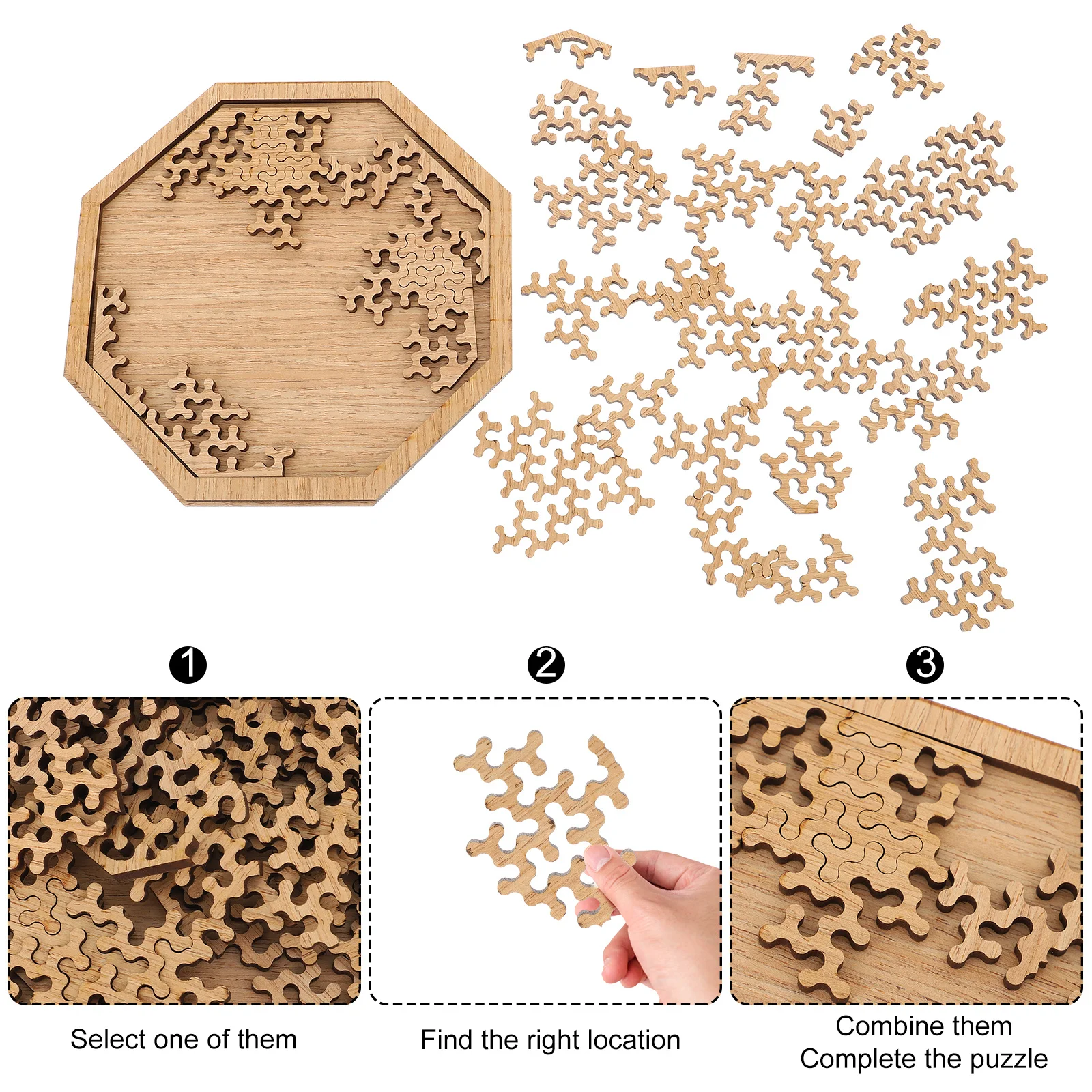 1Set Wooden Puzzle Adult Intelligence Jigsaw Parent Child Brain Exercise Stress Relief Leisure Educational Game