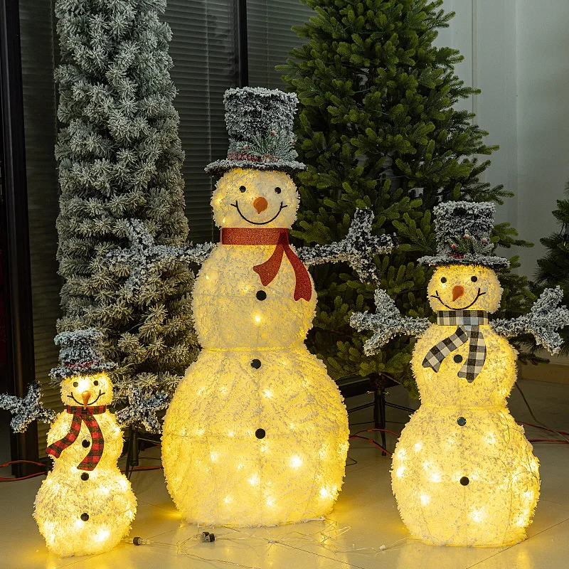 

Wrought iron Christmas snowman ornament scene decoration Large lighting mall