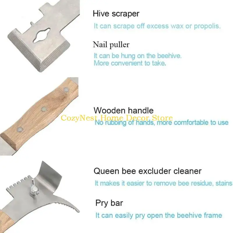 92MF Durable 7 Function Apiary Tool Multipurpose Beekeeping Scraper Zinc Construction