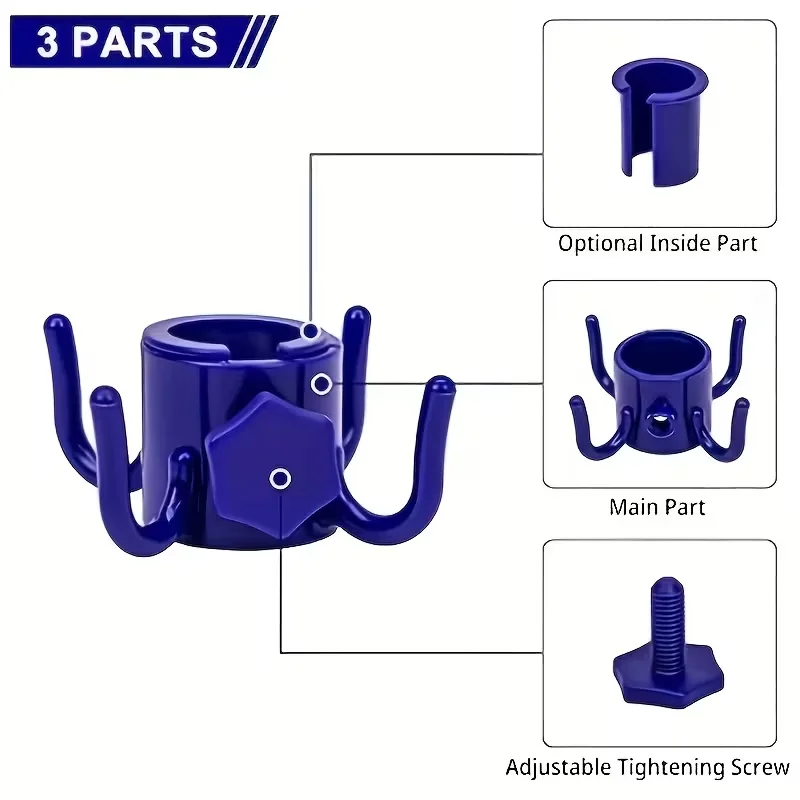 2 adjustable four-prong beach umbrella hooks - made of durable ABS plastic, securely holding towels, cameras, clothes and bags view 4