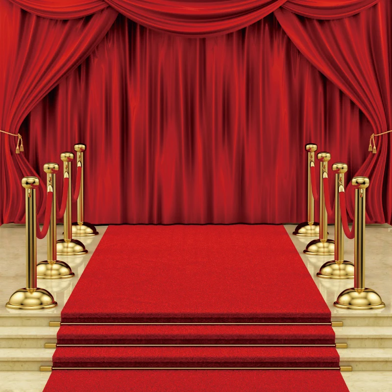 Red Carpet Stage Backdrop Movie Night VIP Birthday Party Star Awards Film Ceremony Festival Celebration Photography Background