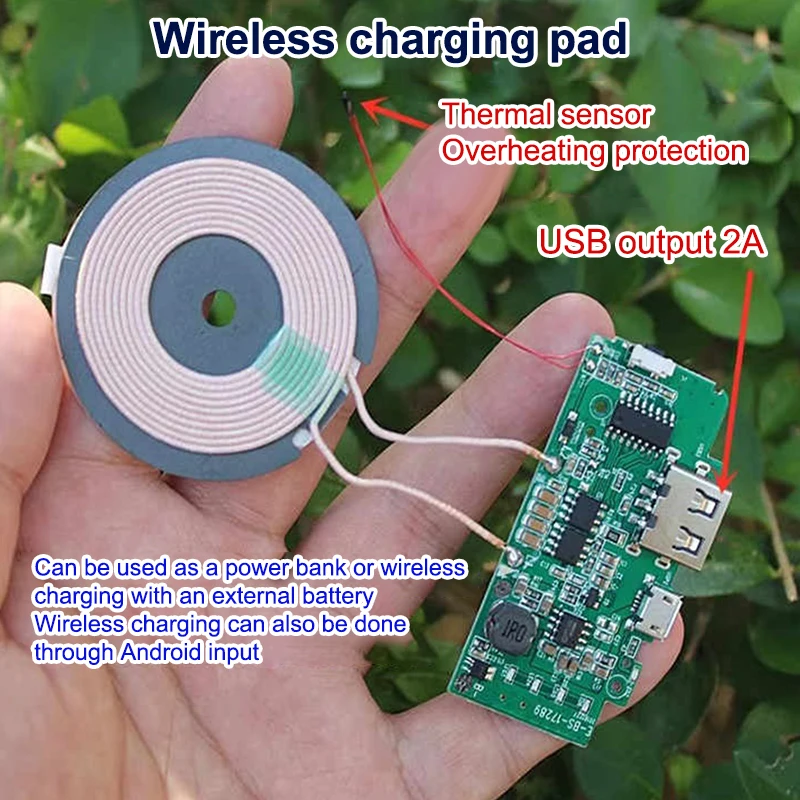 Módulo transmisor de cargador inalámbrico para teléfono móvil, Panel de carga, bobina de circuito, placa de cargador portátil, Banco de energía, accesorios DIY