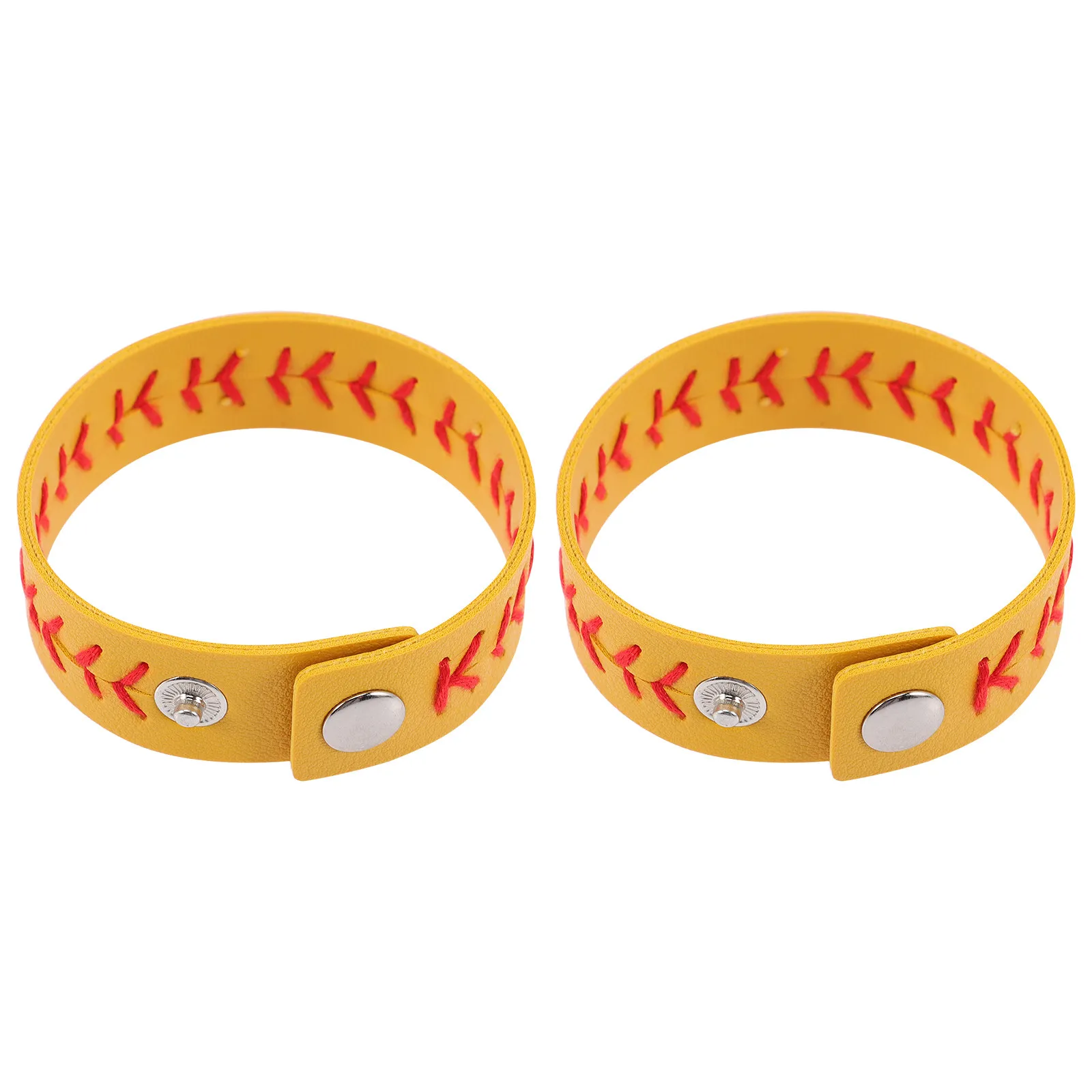 2Pcs Softball Themed Braided Bracelets PU Sports Wristbands Unisex Adjustable Comfortable Lightweight Gift Idea