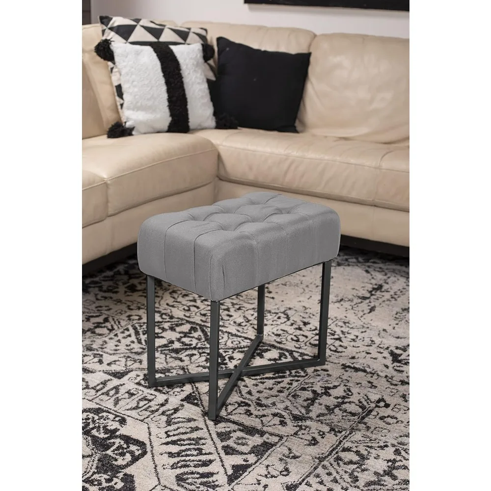 

Rectangular Tufted Foot Stool Ottoman with Soft Padded Cushion - Versatile Vanity Chair for Bedroom, Living Room