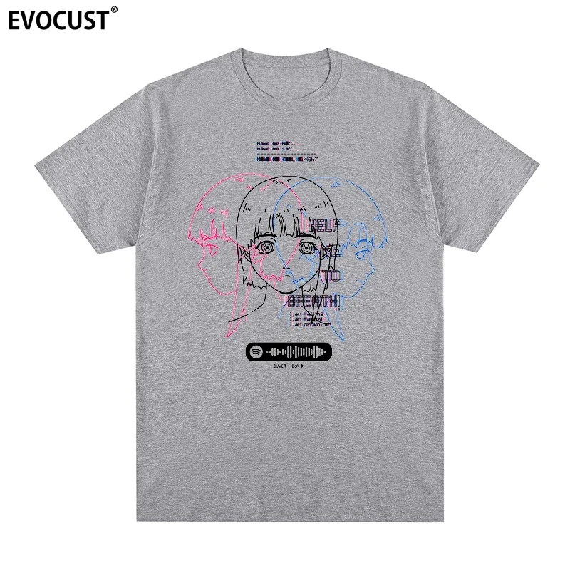 Spring Summer Serial Experiments Lain Classic Japanese Glitch Aesthetic Manga Anime Cotton Men T-Shirt New Male Tops Clothing