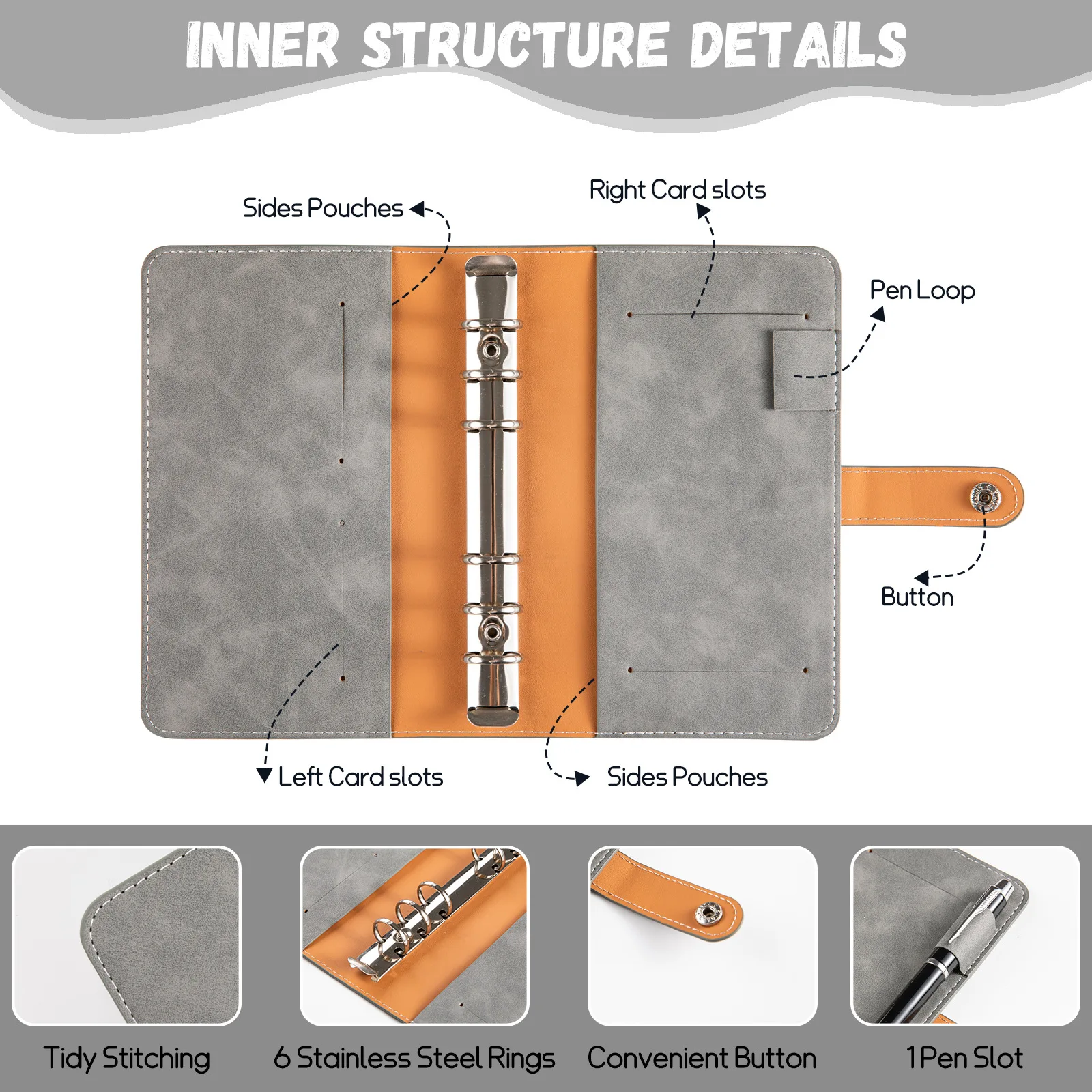 A6 PU Money Saving Challenge with 12Sheet Saving Budget Loose-Leaf Binder Budget Binder With Cash Envelopes Money System