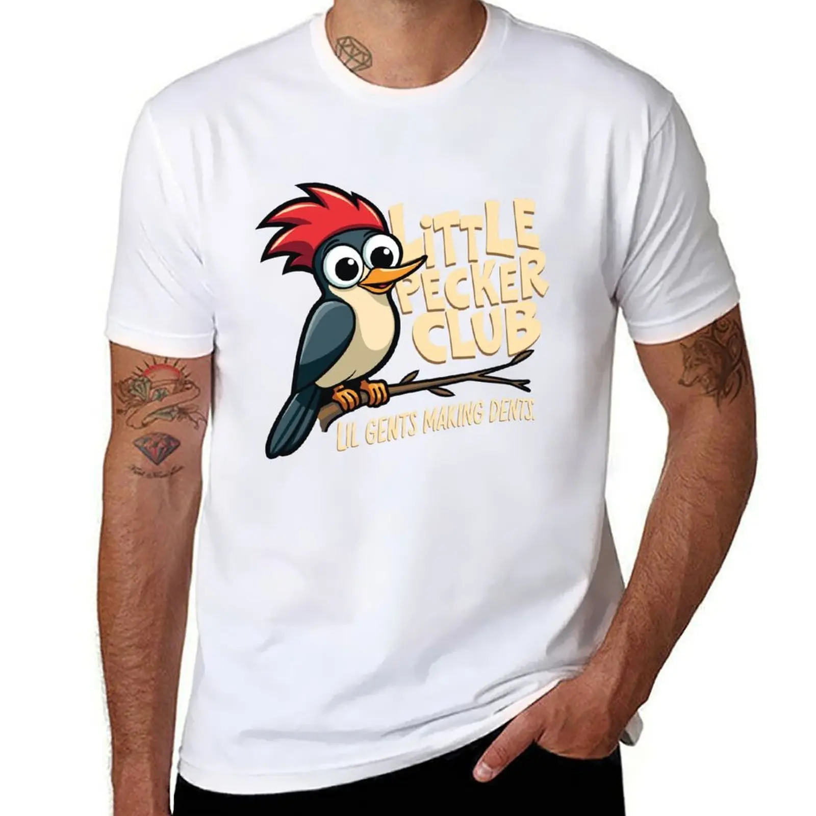 

Little Pecker Club Lil Gents Making Dents Funny Woodpecker Humor T-Shirt t shirt man cotton T-Shirt