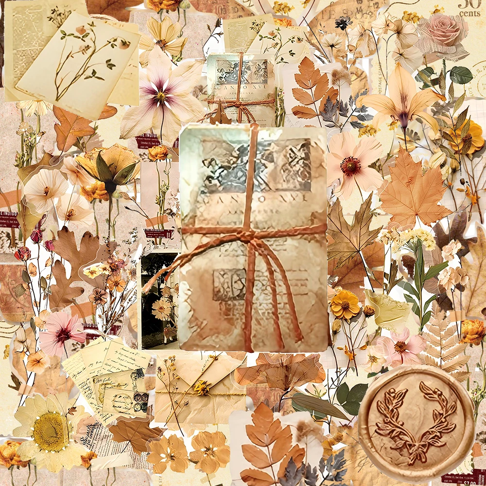 

10/30/50pcs Cartoon Dried Flower Leaver Stickers Aesthetic Decoration Decal DIY Notebook Phone Guitar Waterproof PET Sticker Toy