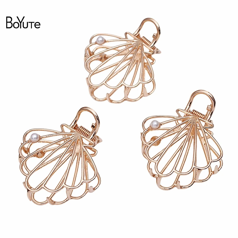 BoYuTe (5 Pieces/Lot) 5.8CM Hollow Shell Shaped Hair Claw Alloy Shark Clip Metal Hair Jewelry Accessories for Women