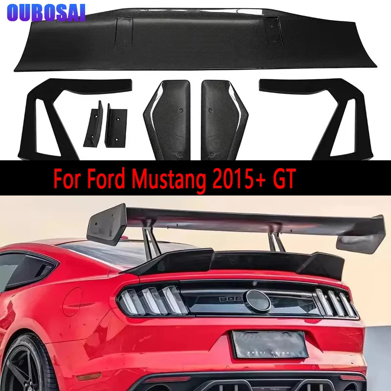 For Ford Mustang 2015+ GT Robots Style Carbon Fiber Tail fins Rear Trunk Spoiler Guide Wing Rear Wing body kit