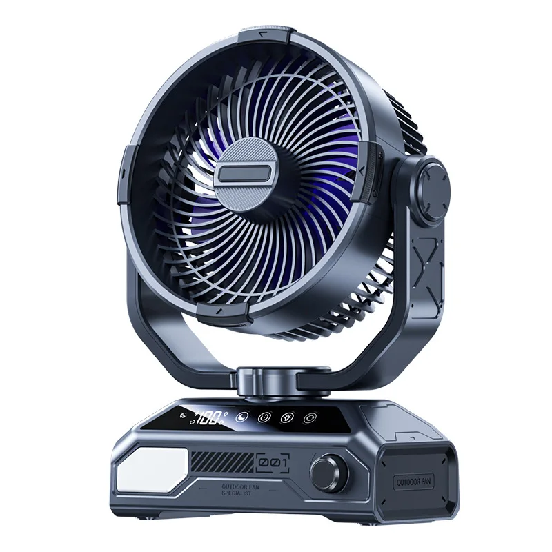 Five year quality assurance! Shaking Head Outdoor Fan Barbecue LED Fan Portable Fan Outdoor Camping Home Desktop Dual Use