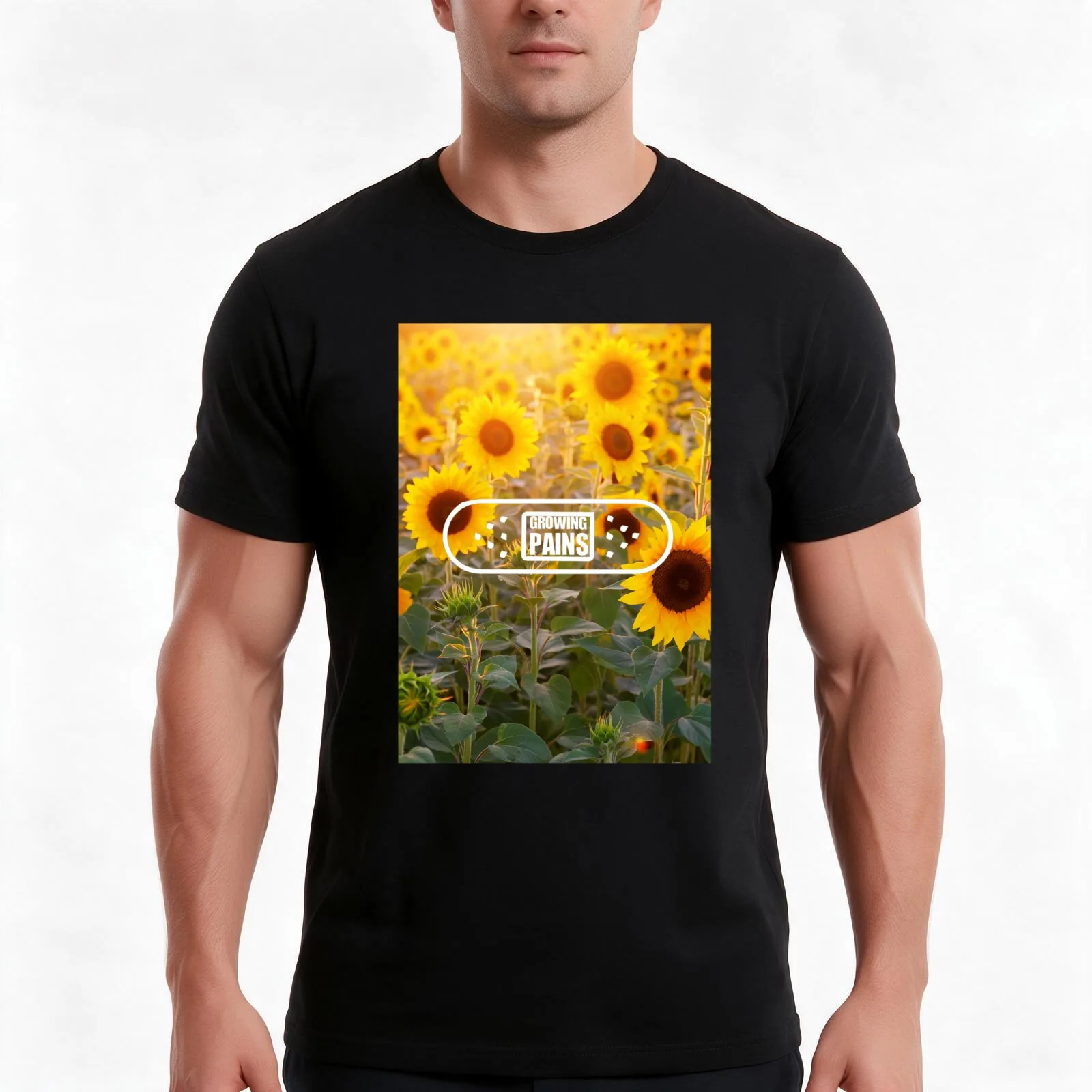 growing pains T-Shirt, Summer Casual Cotton Tee, Oversized Streetwear Tops, Vintage Graphic Print, Loose Fit Short Sleeve