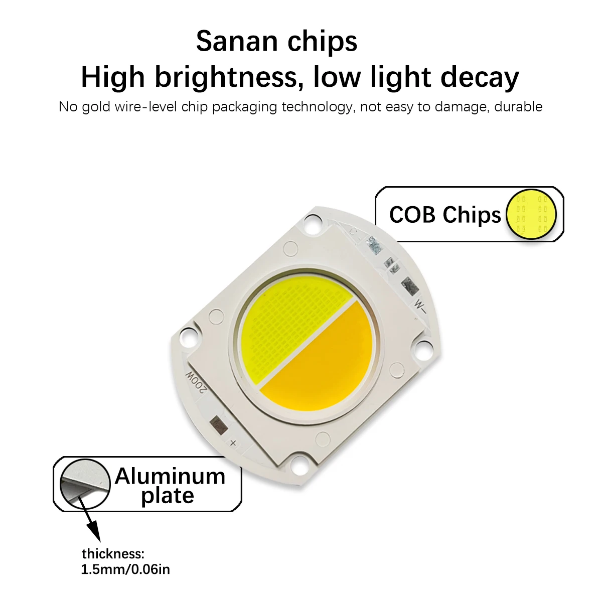 1pcs 100W 200W Dual Color High Power LED COB Chip 30-34V Warm White 3000K Cold White 6500K For Outdoor Floodlight Spotlight Lamp