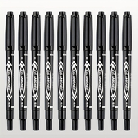 10pcs Double Sided Oily Black Marker Pen Quick Drying Waterproof, Children's Painting and Art Special Line Marking Carpentry Pen