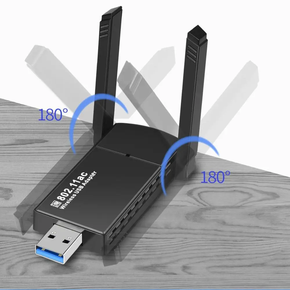 الكمبيوتر واي فاي دونغل RTL8812BU هوائي خارجي 1300Mbps واي فاي محول ثنائي النطاق