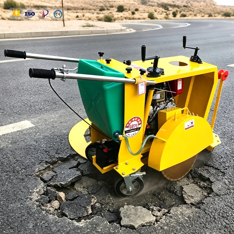 GX390 Engine Concrete Asphalt Construction Road Cutting Saw Machine With Water Tank Walk Behind Floor Cutter