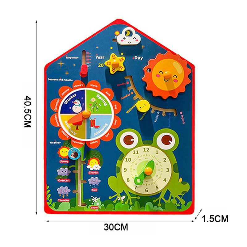 Dzieci Montessori drewniany zegar zajęty pokładzie zabawki 8 w 1 wielofunkcyjny kalendarz pogoda dzieci Cognitive czasu na naukę, zabawka edukacyjna