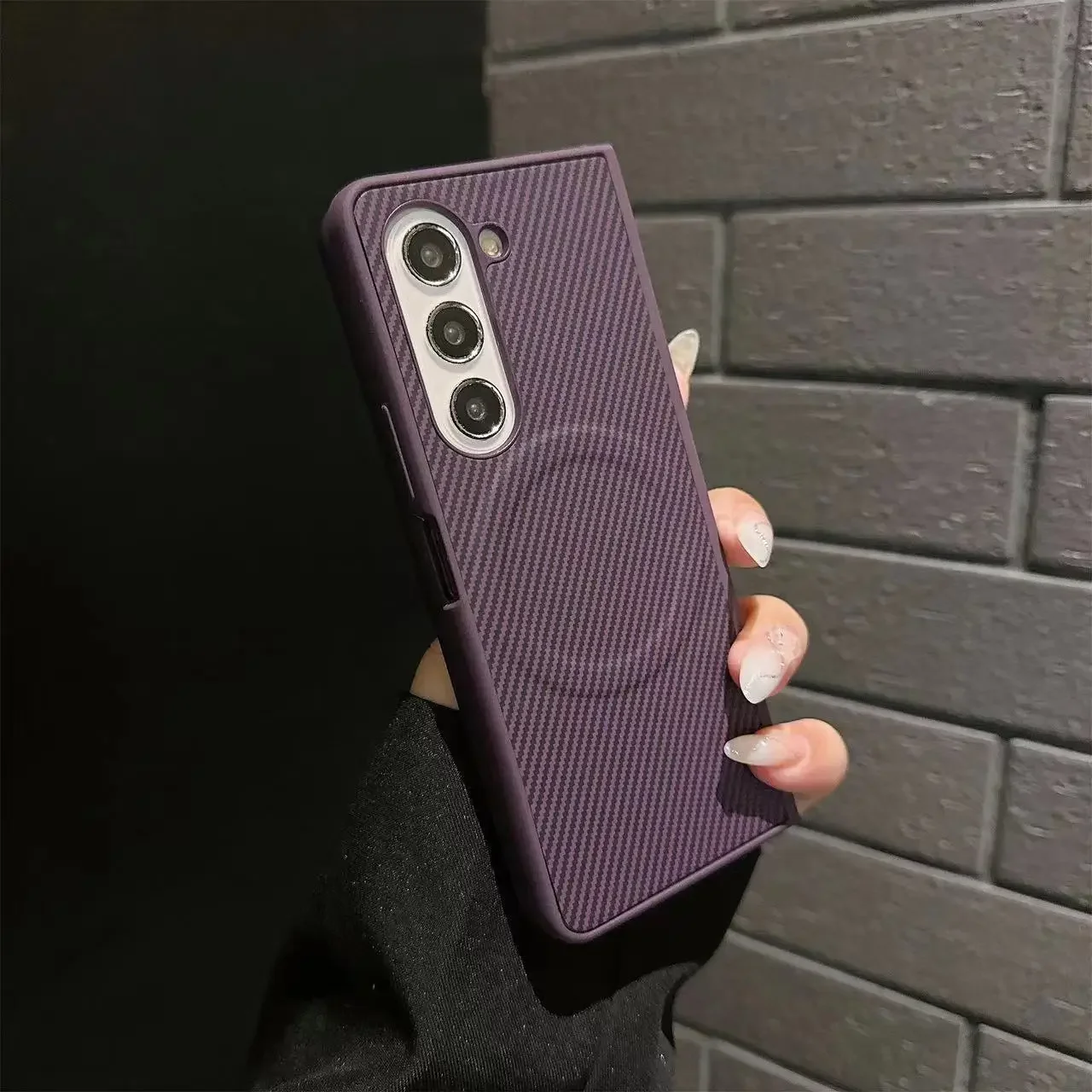 For Samsung Galaxy Z Fold 5 4 3 Zfold6 Carbon Fiber Pattern Phone Case For Magsafe Magnetic  Anti-Fall Protective Cover