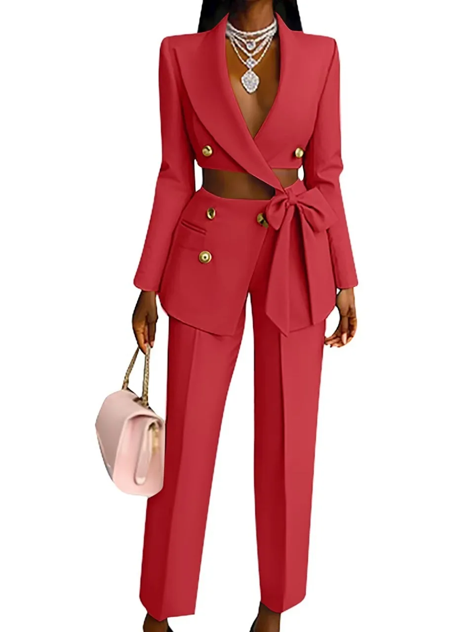 Conjunto de Plones de Manga Larga de Color Sólido Informal para Mujer, Atuendo ro de Verano, Traje de Dos Piezas, Rop...