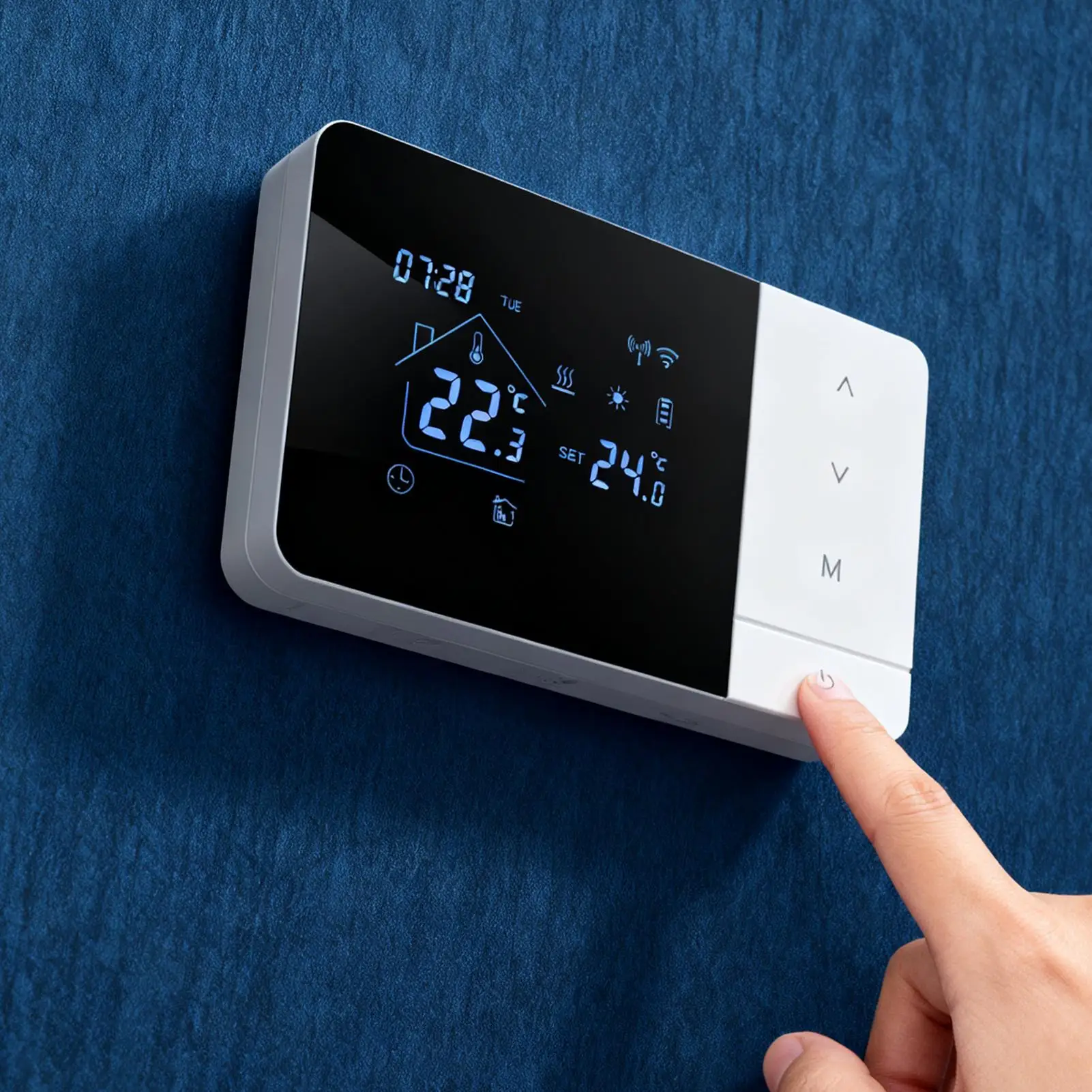 ترموستات لتطبيق المنزل والتحكم الصوتي واي فاي وحدة تحكم في درجة الحرارة مع شاشة تعمل باللمس للمنزل RV فندق غرفة المعيشة الداخلية #4