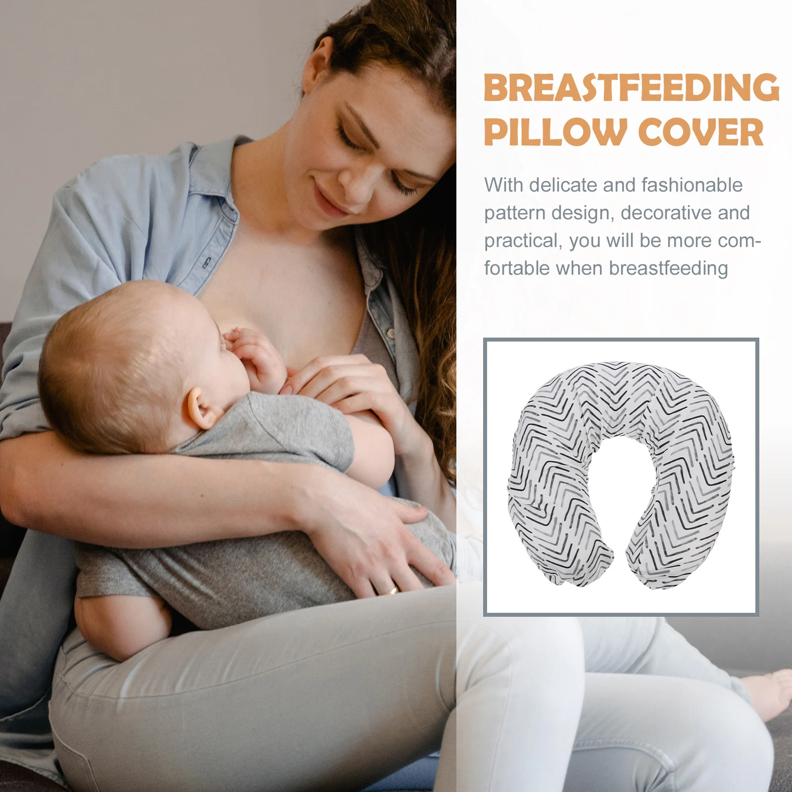 

U Shaped Nursing Pillowcase Newborn Baby Fabric Cover Pillowslip Stretchy Lightweight Portable Storage Suitable Indoor Outdoor