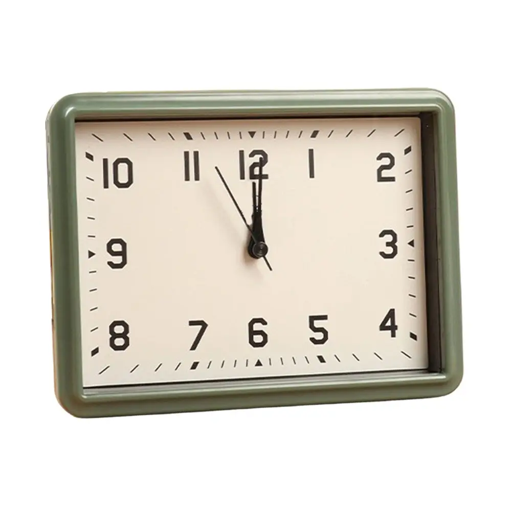 Silent Quartz Alarm Clock for Childrens Space with Rectangular Frame Clear Number Visibility and Compact Footprint